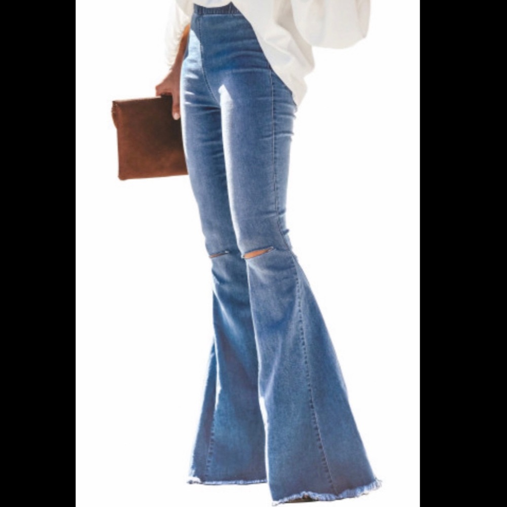 Last ONE- Distressed Bell Bottom Jeans - Picture 2 of 5